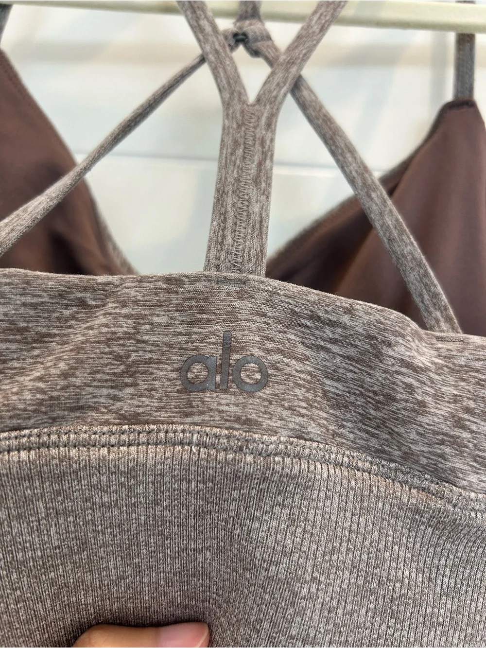 Alo Yoga Lush Alosoft Strappy Sports Bra Mauve Pink Heather Size XS